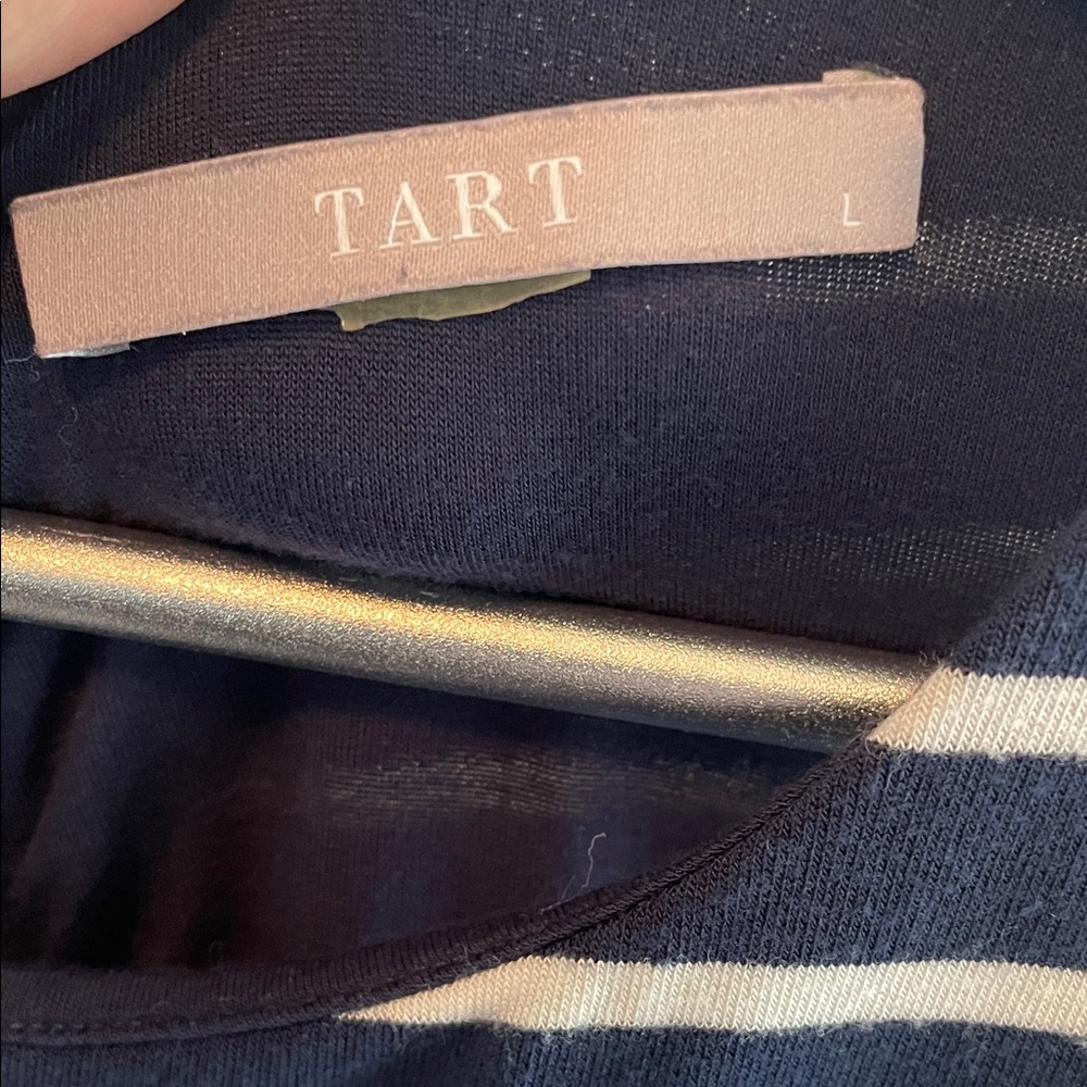 Tart Navy and White Striped Sleeveless Midi Dress - Picture 2 of 3